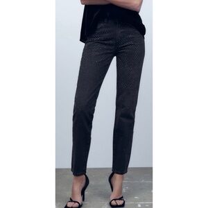 NWT Zara The Slim With Rhinestones Straight Leg Jeans